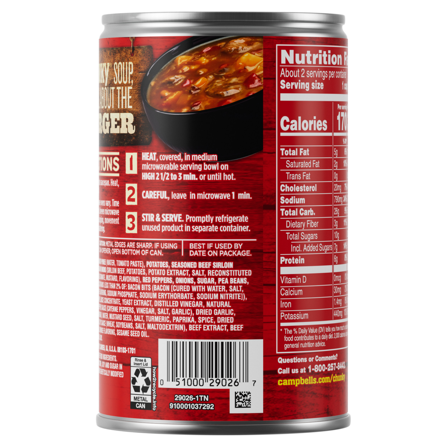 slide 5 of 8, Campbells Chunky Soup, Texas-Style BBQ Burger with Natural Smoke Flavor, 18.8 oz