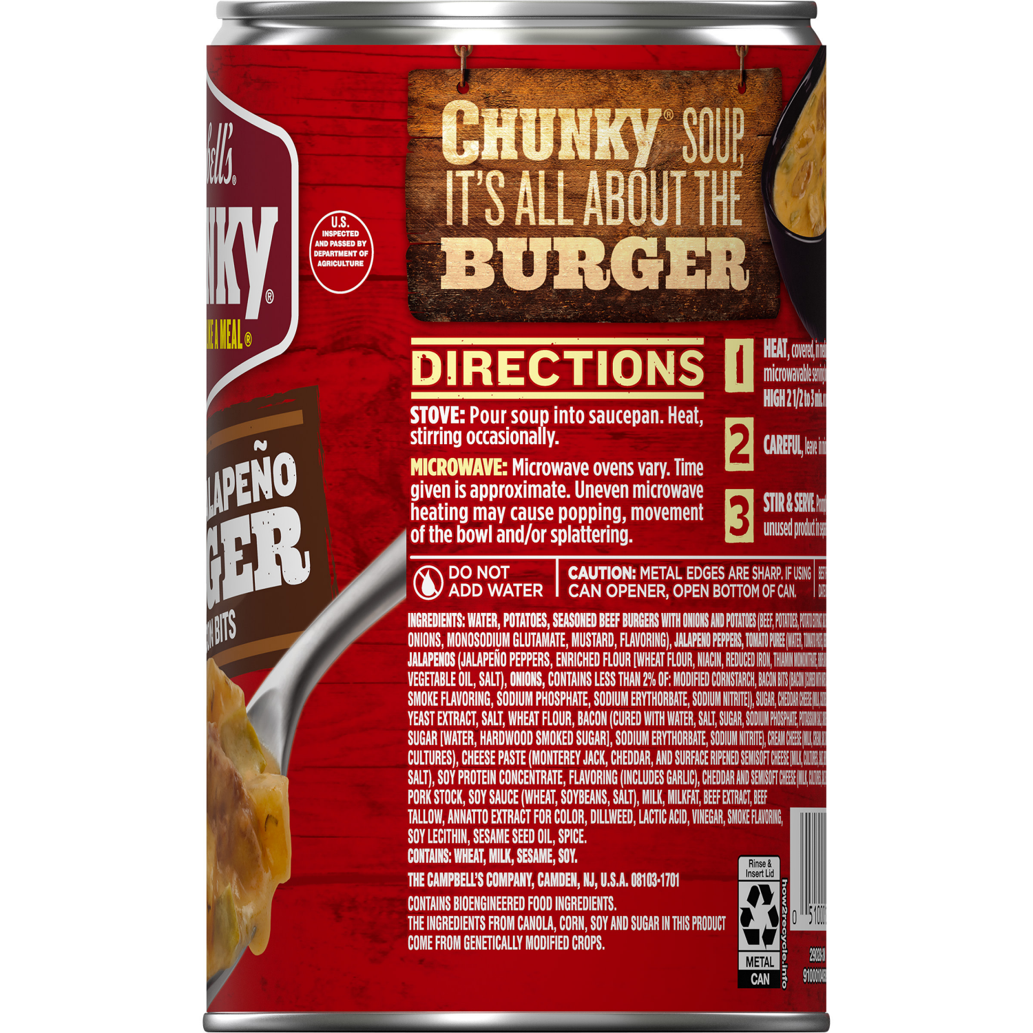 slide 6 of 8, Campbells Chunky Soup, Cheesy Jalapeño Burger with Bacon Bits, 18.8 oz