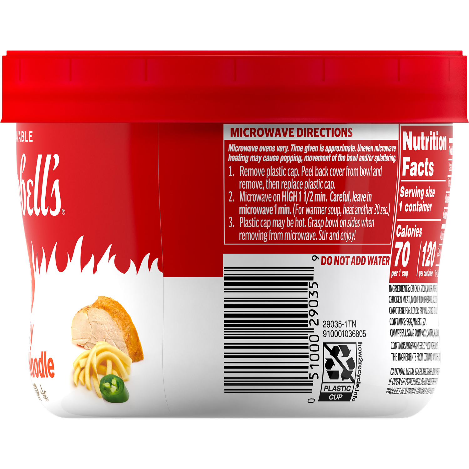 slide 8 of 8, Campbells Spicy Chicken Noodle Soup Microwavable Bowl, 15.4 oz