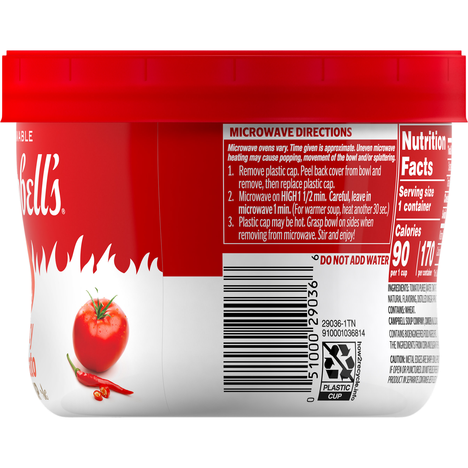 slide 8 of 8, Campbells Spicy Tomato Soup Microwavable Bowl, 15.4 oz