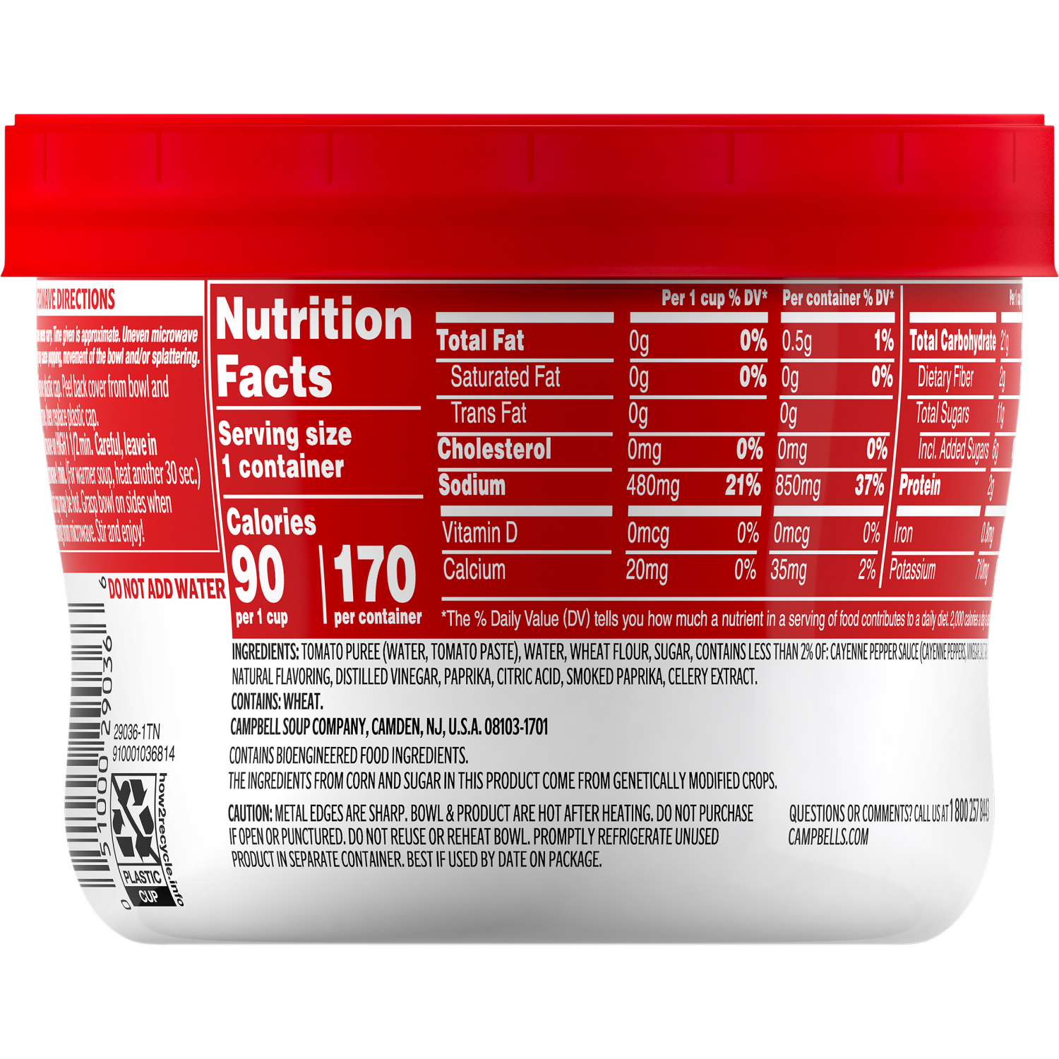 slide 7 of 8, Campbells Spicy Tomato Soup Microwavable Bowl, 15.4 oz