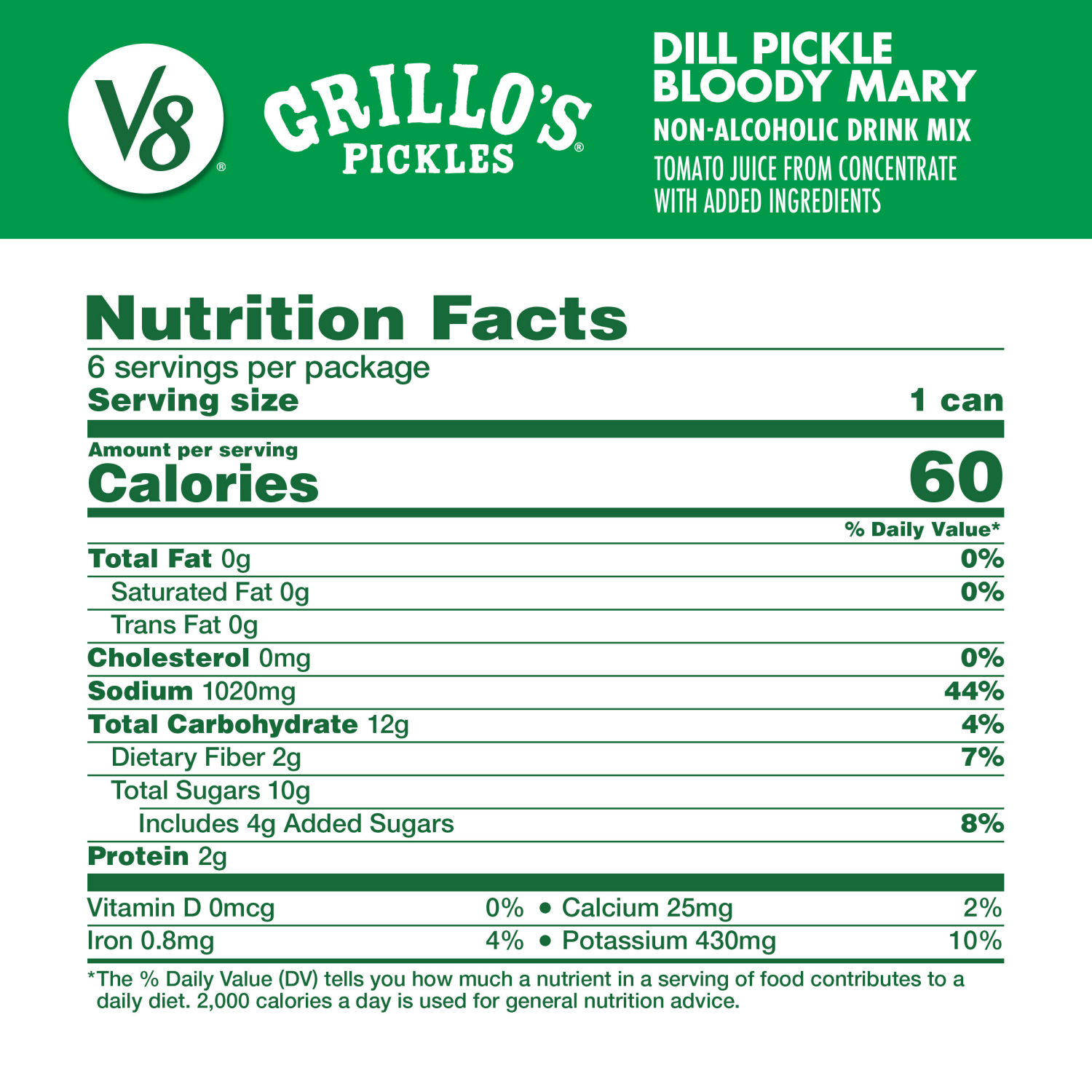 slide 3 of 5, V8 Juice Bloody Mary Grillo's Dill Pickle Juice - 6pk/8 fl oz Cans, 6 ct; 8 fl oz