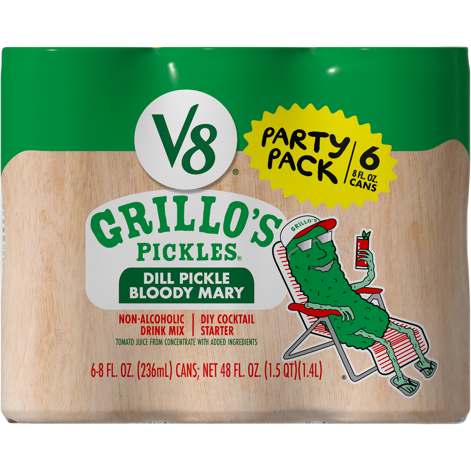slide 5 of 5, V8 Juice Bloody Mary Grillo's Dill Pickle Juice - 6pk/8 fl oz Cans, 6 ct; 8 fl oz