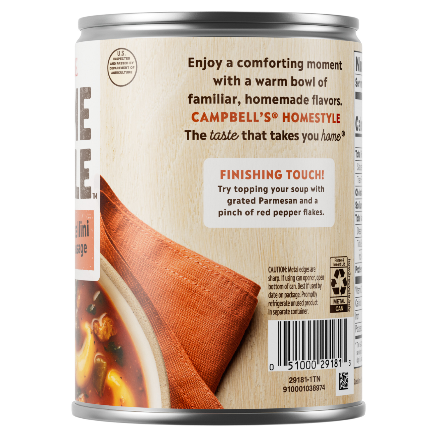 slide 4 of 8, Campbell's Campbell’s Homestyle Soup, Cheese Tortellini with Italian Sausage, 16.3 Oz Can, 16.300 oz