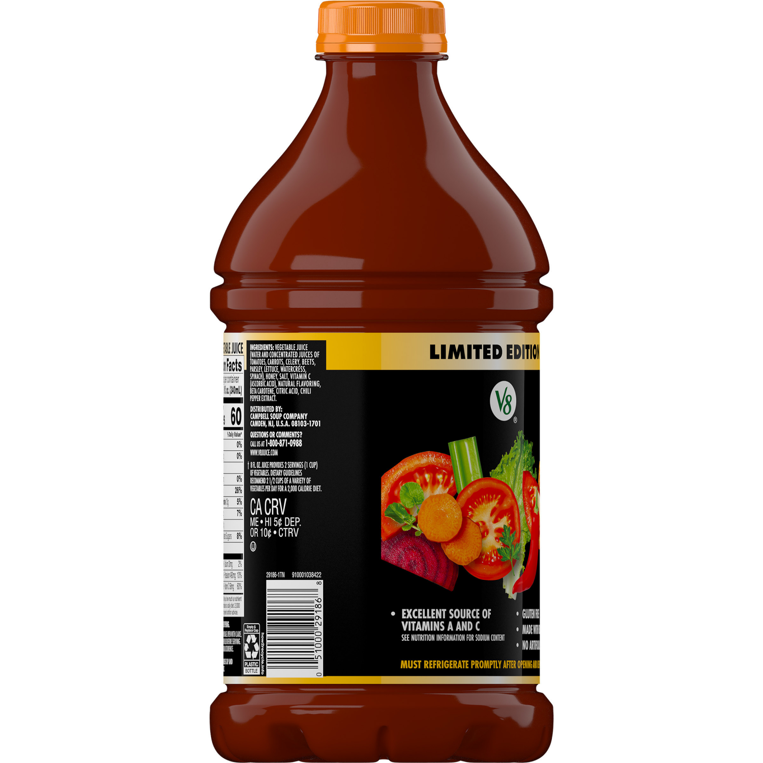 slide 2 of 5, V8, 100% Vegetable Juice, Hot Honey, Medium, 46 oz
