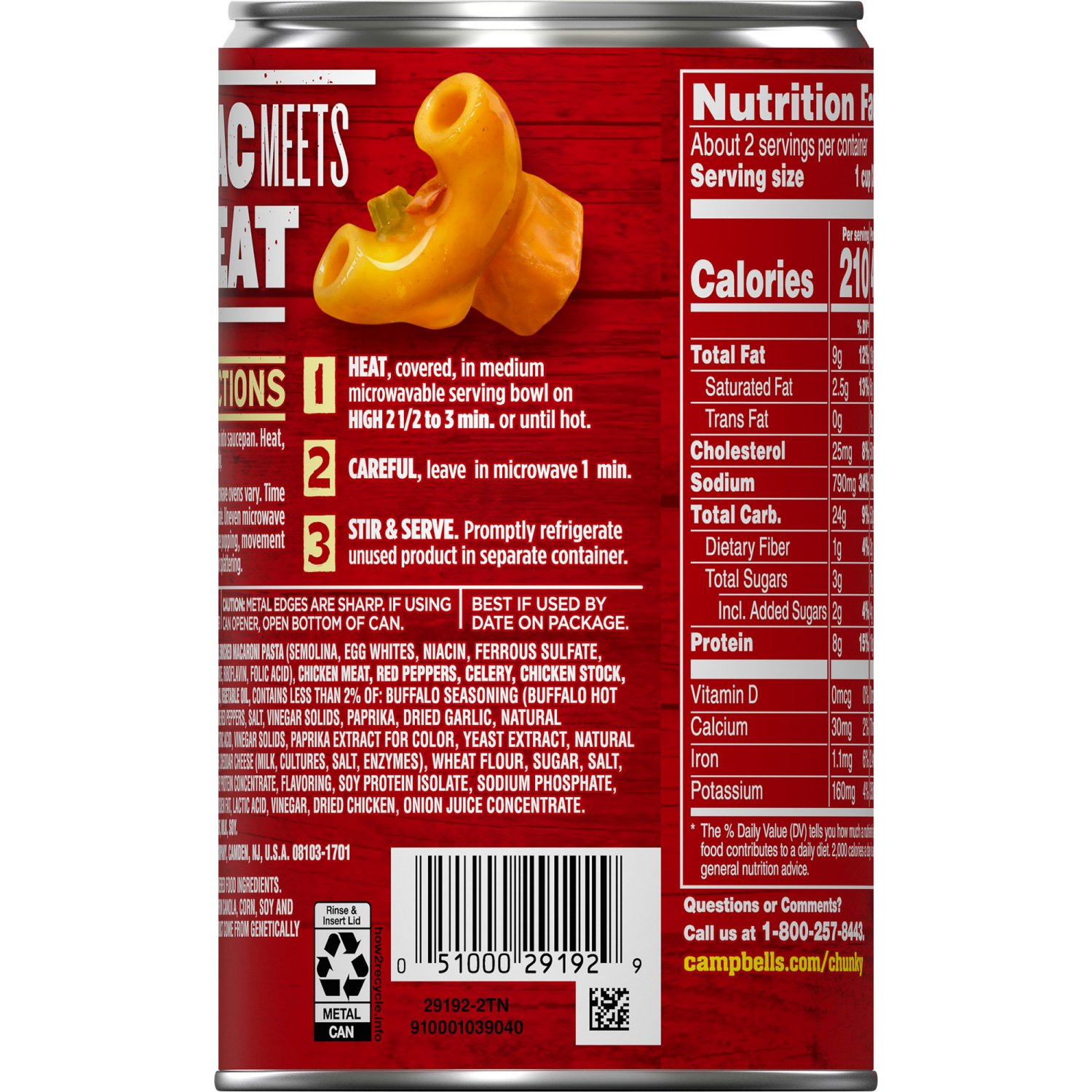 slide 3 of 6, Campbell's Campbell’s Chunky Buffalo-Style Chicken Mac Soup, 18.8 oz Can, 18.800 oz