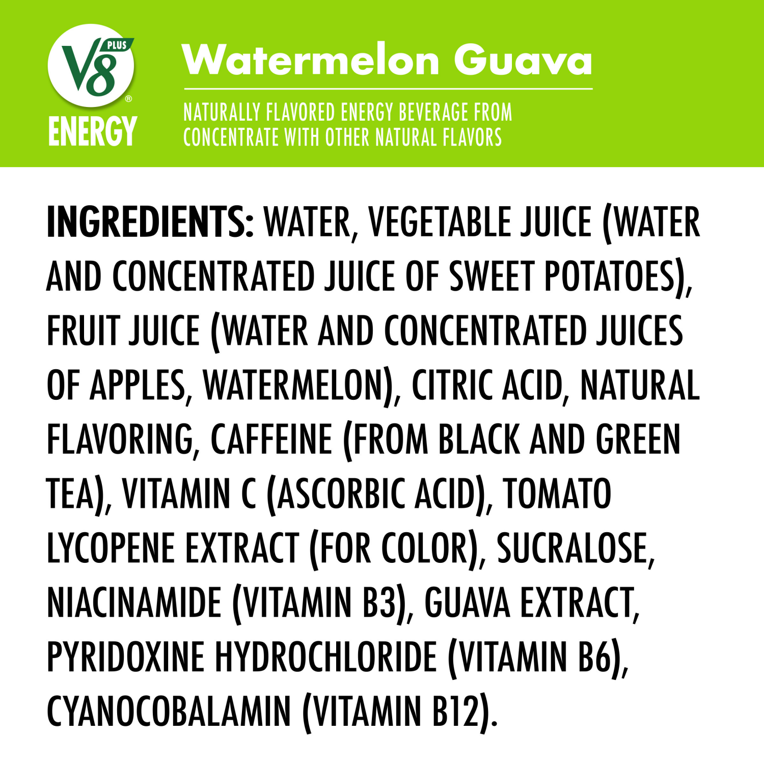 slide 3 of 8, V8 Energy Watermelon Guava Energy Drink, 8 fl oz Can (6 Pack), 48.000 fl oz