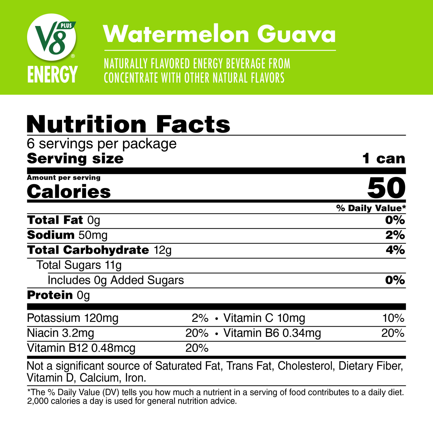 slide 5 of 8, V8 Energy Watermelon Guava Energy Drink, 8 fl oz Can (6 Pack), 48.000 fl oz