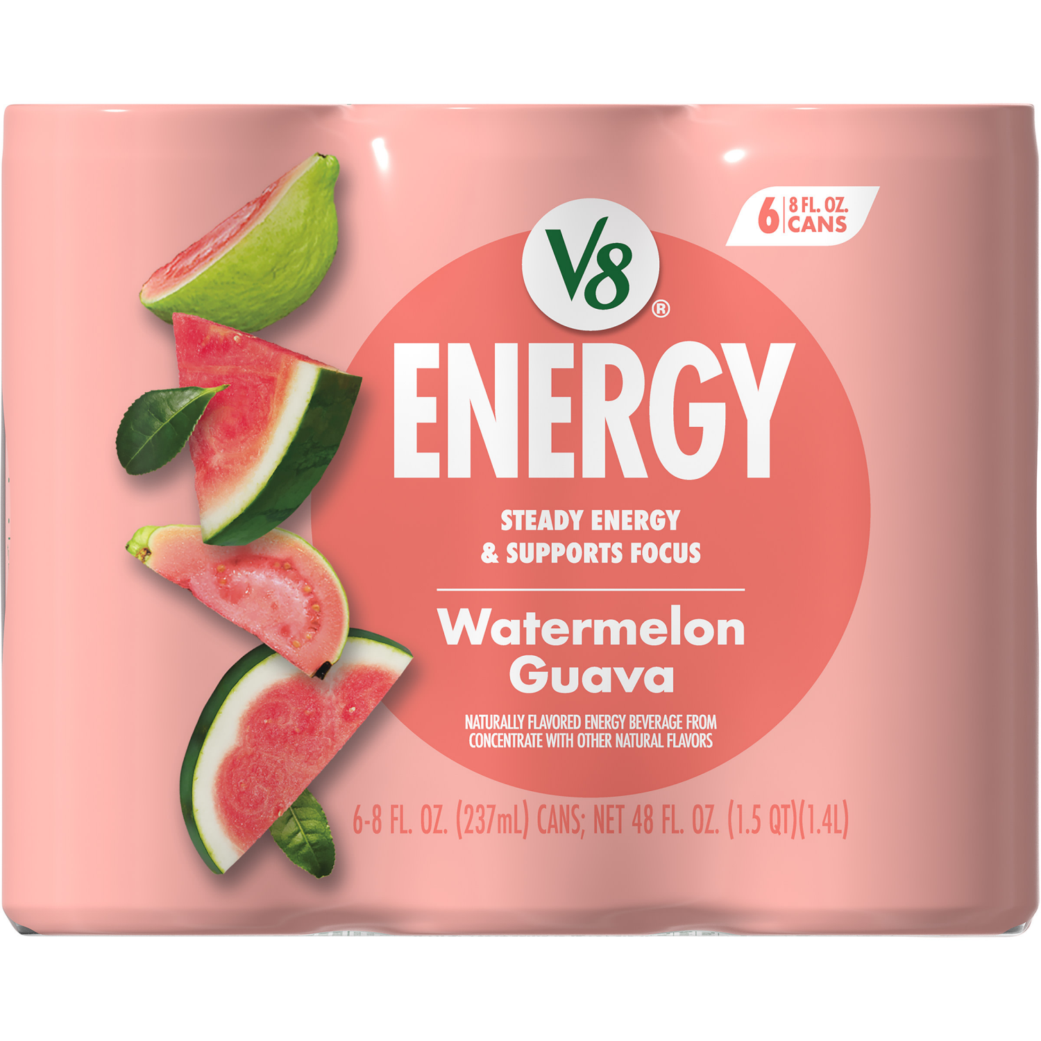 slide 8 of 8, V8 Energy Watermelon Guava Energy Drink, 8 fl oz Can (6 Pack), 48 fl oz