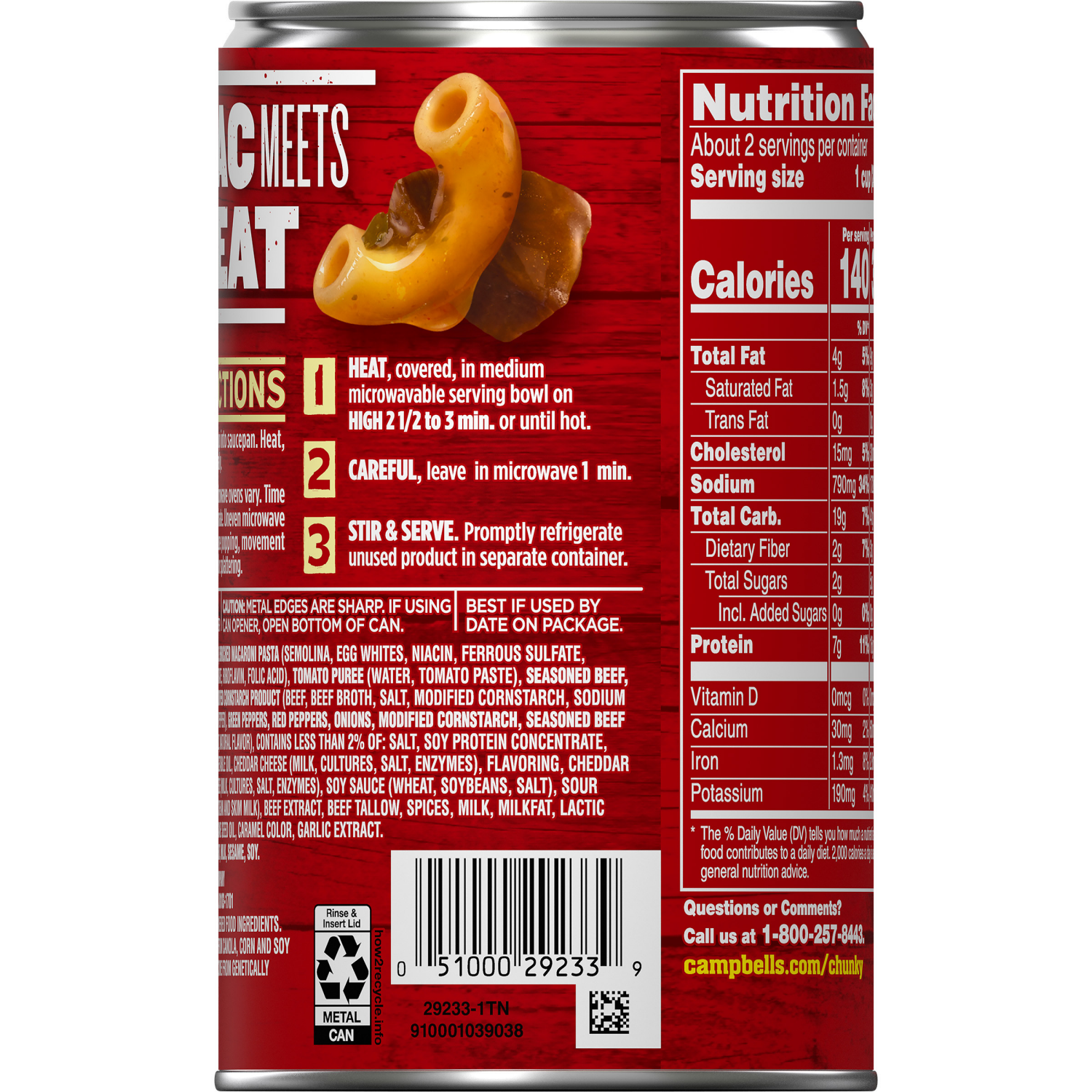 slide 3 of 6, Campbell's Campbell’s Chunky Beefy Mac Soup, 18.8 oz Can, 18.800 oz