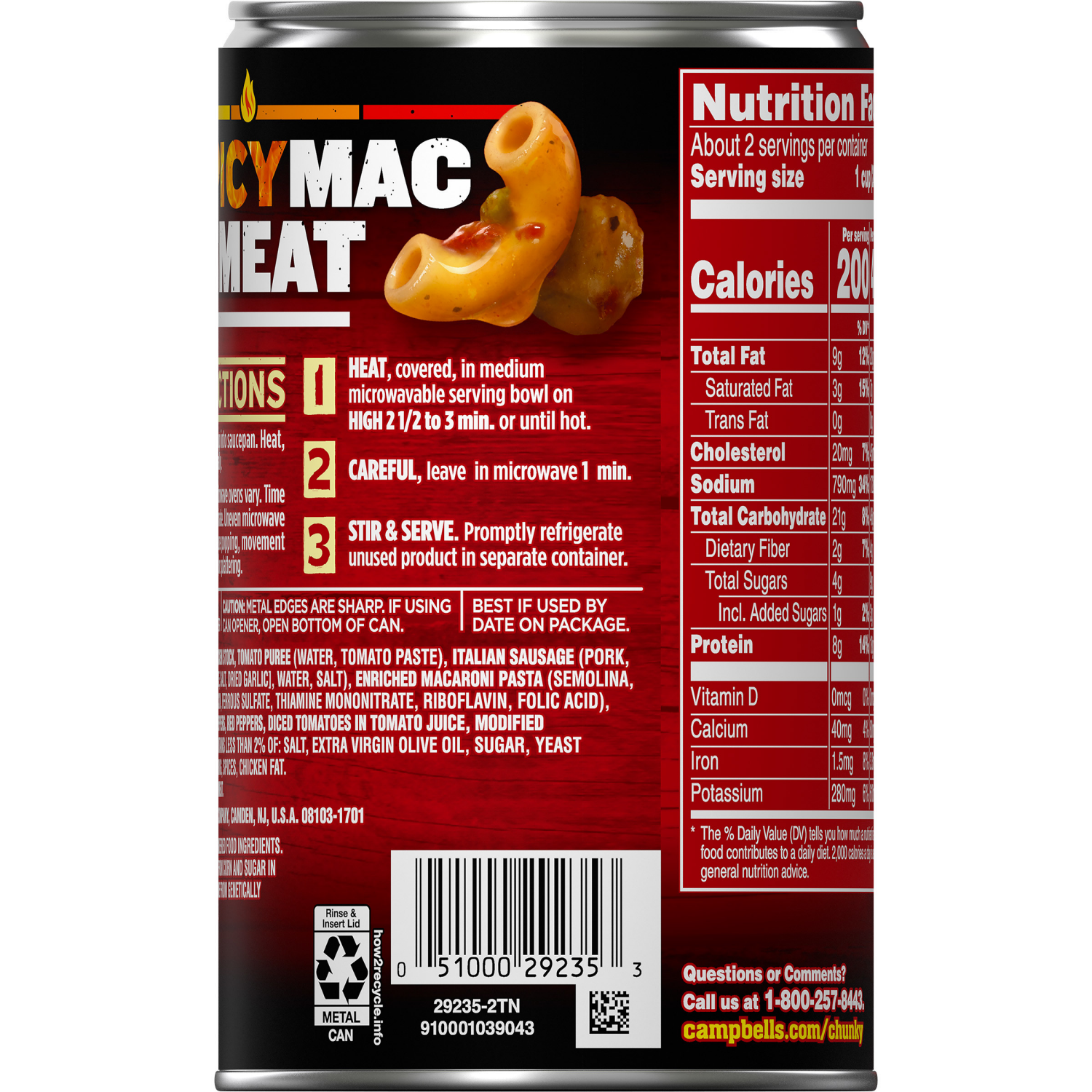 slide 5 of 6, Campbell's Campbell’s Chunky Spicy Sausage Mac Soup, 18.8 oz Can, 18.800 oz