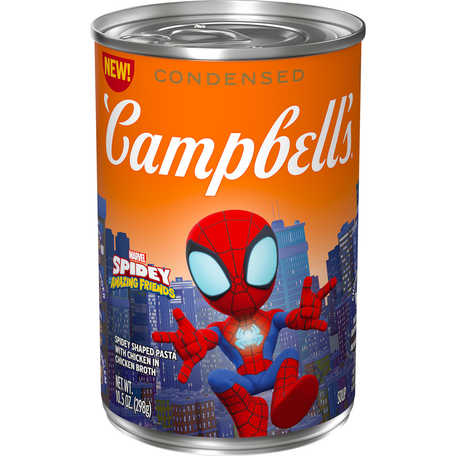 slide 2 of 8, Campbell's Campbell’s Condensed Kids Soup, Marvel’s Spidey and His Amazing Friends Shaped Pasta, 10.5 oz Can, 10.5 oz