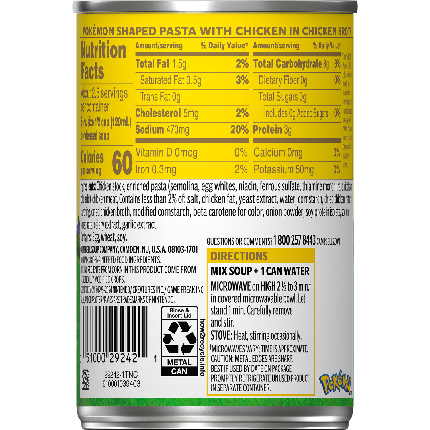 slide 5 of 6, Campbell's Campbell’s Condensed Kids Soup, Pokémon Shaped Pasta With Chicken in Chicken Broth, 10.5 oz Can, 10.5 oz