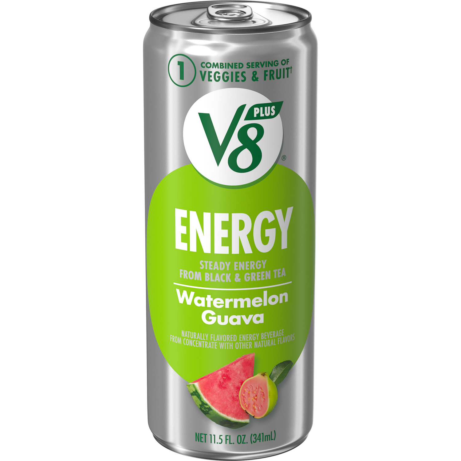 slide 1 of 8, V8 +Energy Watermelon Guava Juice Energy Drink, 11.5 fl oz Can, 11.5 fl oz