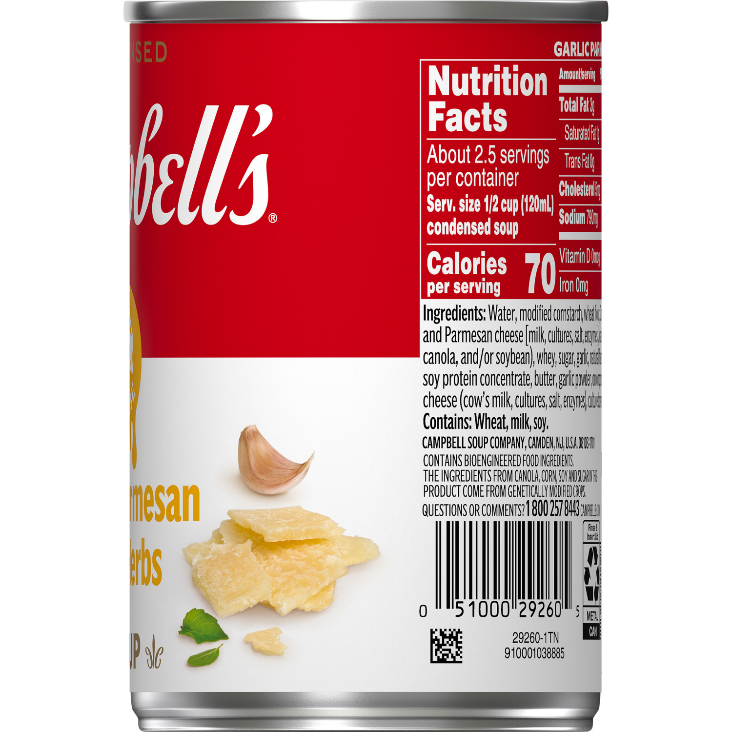 slide 2 of 6, Campbell's Condensed Garlic Parmesan Cheese Soup With Herbs, 10.5 oz Can, 10.5 oz
