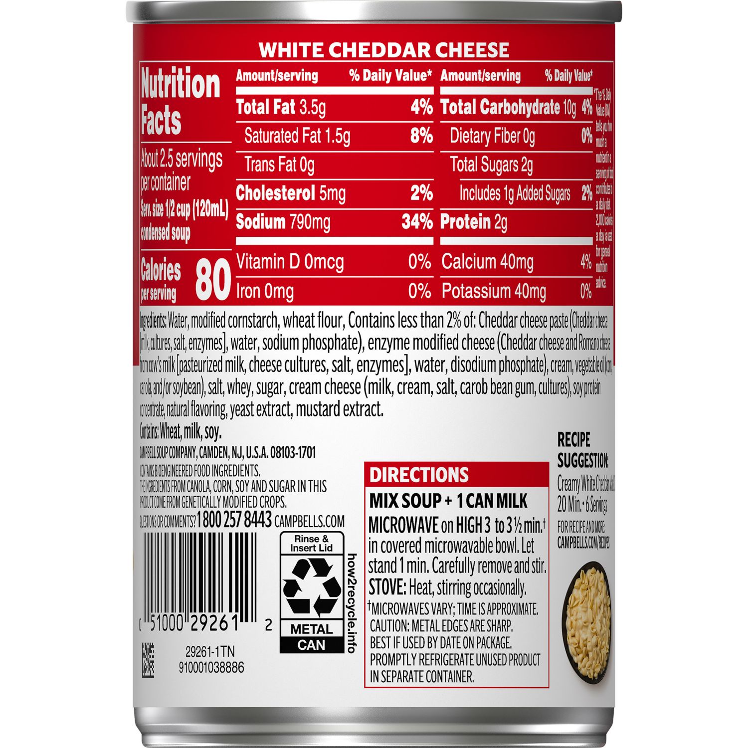 slide 5 of 6, Campbell's Condensed White Cheddar Cheese Soup, 10.5 oz Can, 10.5 oz