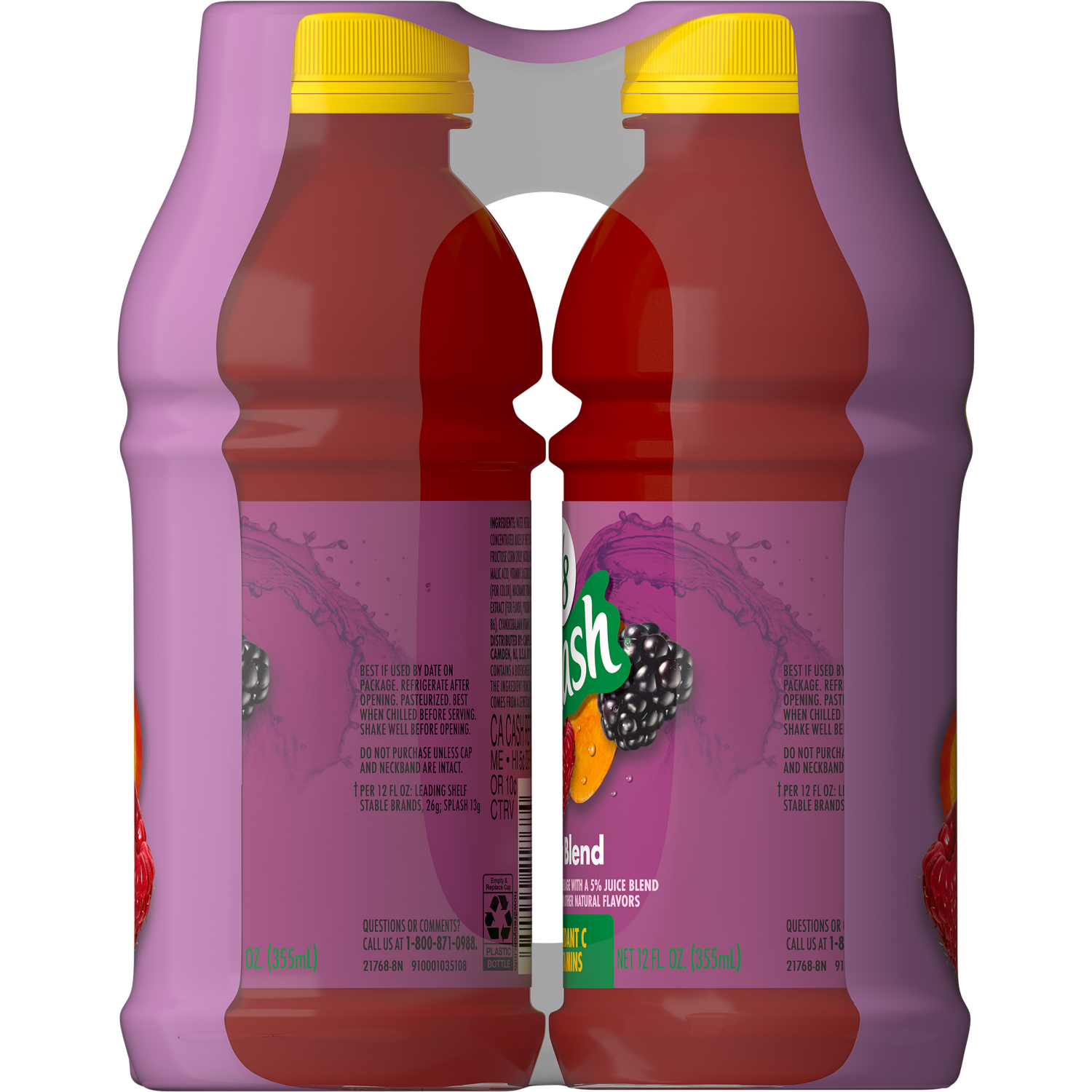 slide 4 of 8, V8 Splash Berry Blend Flavored Beverage, 12 fl oz Bottle (6 Pack), 72.000 fl oz