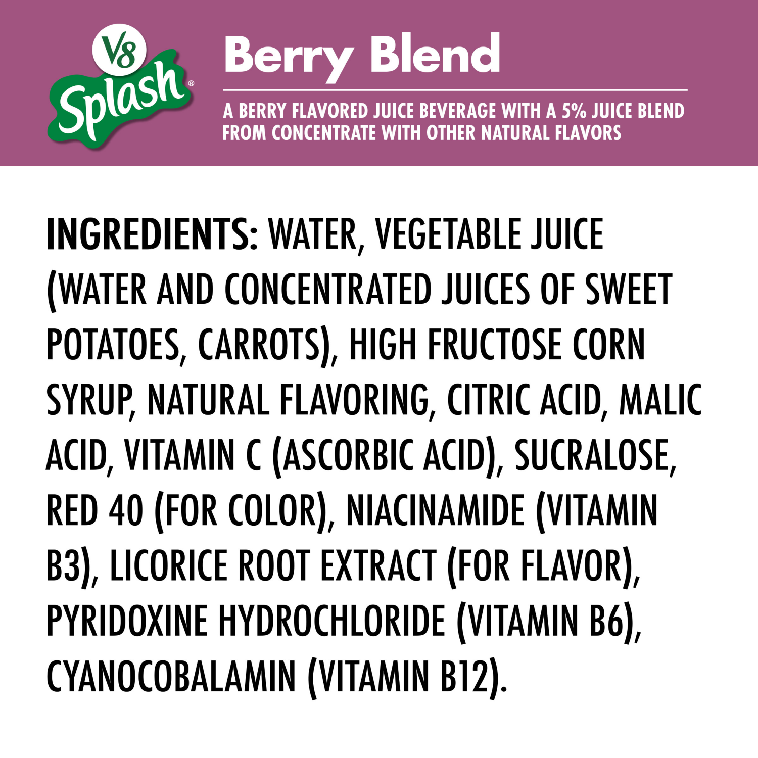 slide 3 of 8, V8 Splash Berry Blend Flavored Beverage, 12 fl oz Bottle (6 Pack), 72.000 fl oz