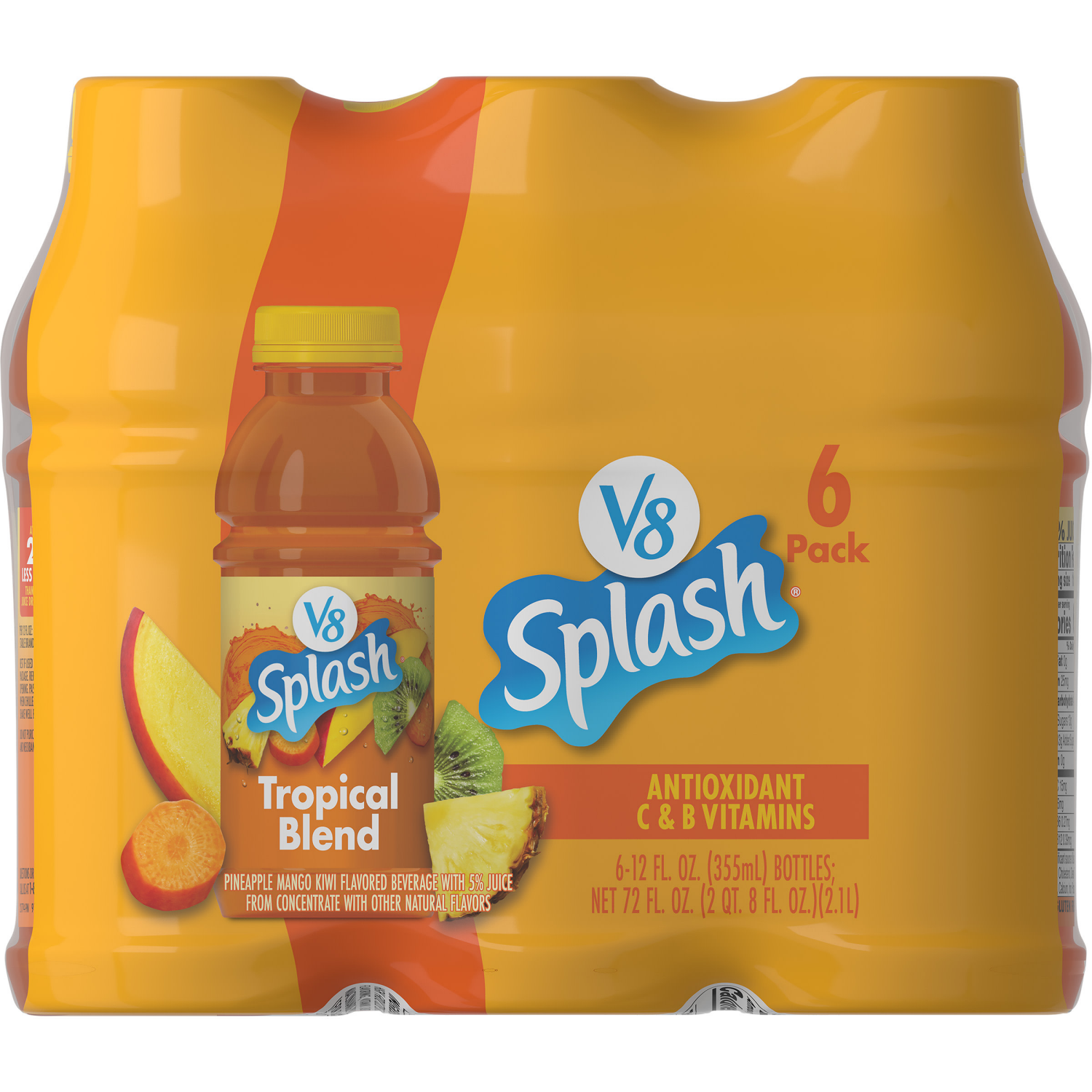 slide 7 of 8, V8 Splash Tropical Blend Flavored Beverage, 12 fl oz Bottle (6 Pack), 72 fl oz