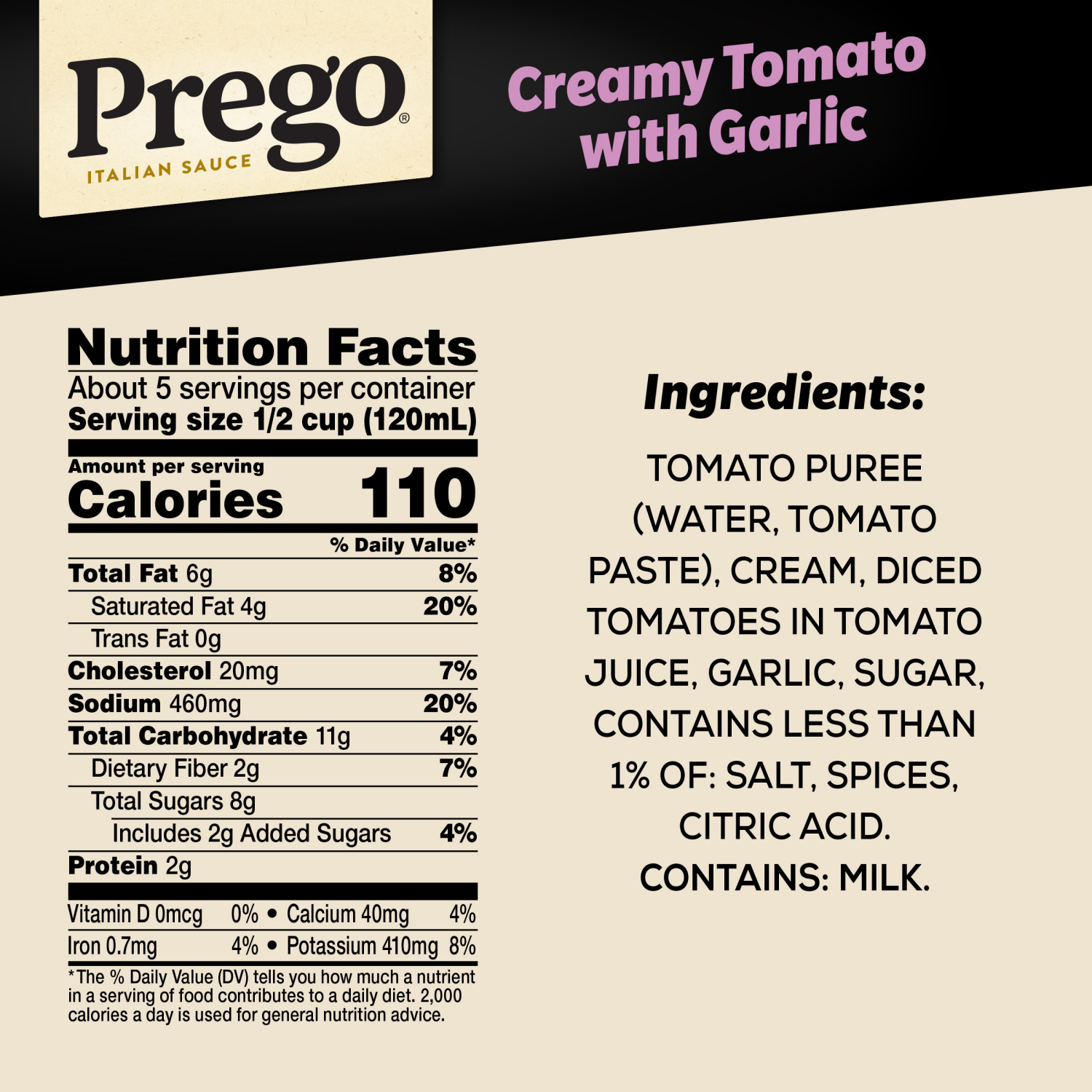 slide 4 of 8, Prego Creamy Tomato Garlic Sauce, 23.75 oz