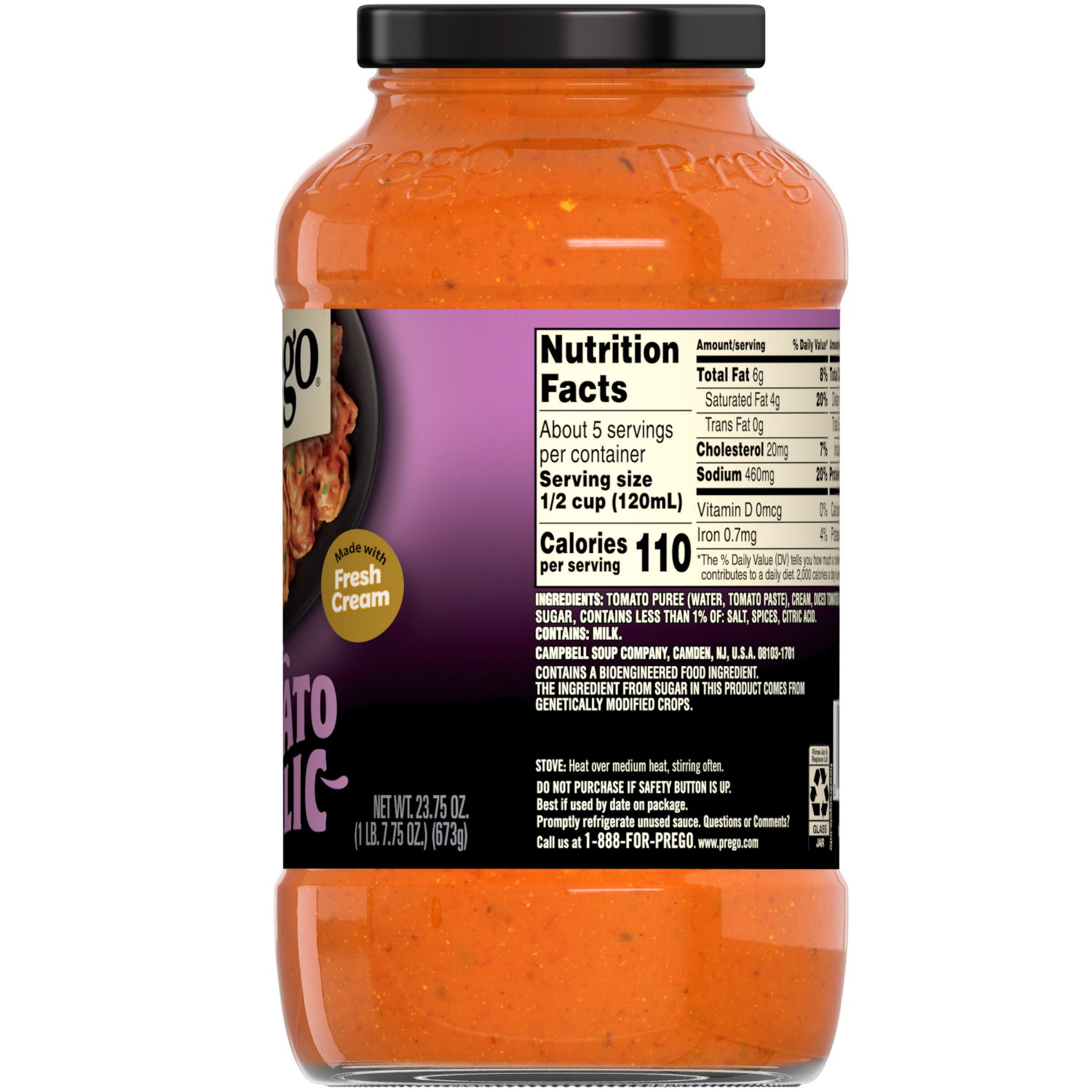 slide 2 of 8, Prego Creamy Tomato Garlic Sauce, 23.75 oz