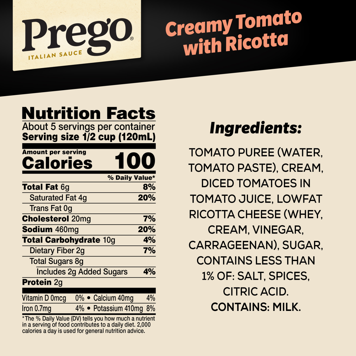 slide 4 of 8, Prego Creamy Tomato Ricotta, 23.75 oz