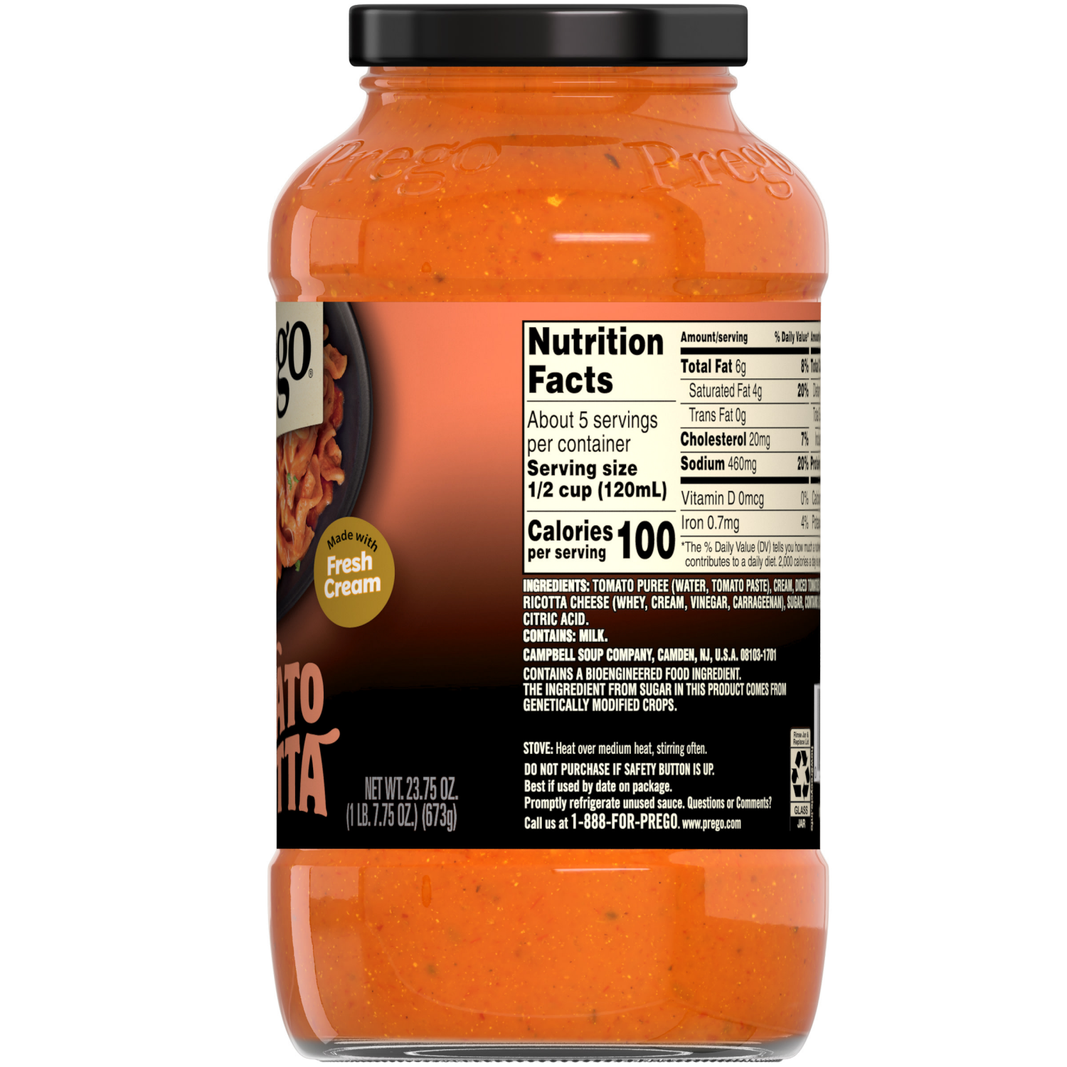 slide 2 of 8, Prego Creamy Tomato Ricotta, 23.75 oz