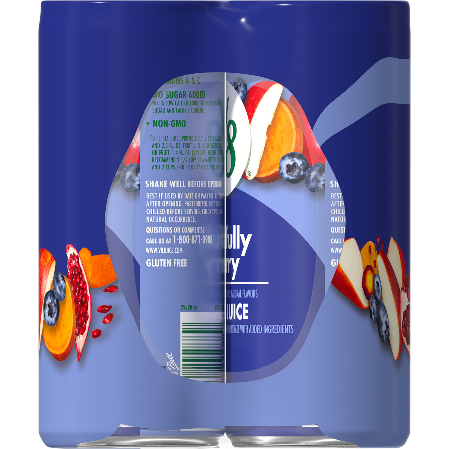 slide 2 of 5, V8 Blissfully Berry 100% Fruit and Vegetable Juice, 8 fl oz Can (6 Pack), 48.000 fl oz