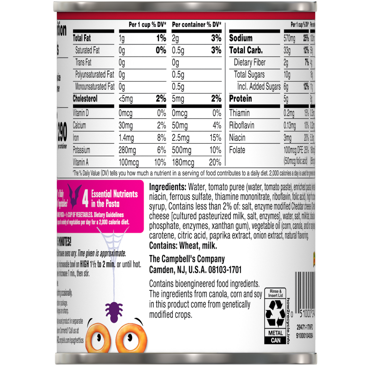 slide 5 of 7, Campbell's SpaghettiOs Original Canned Pasta with Fun Halloween Shapes\, 15.8 oz Can, 15.8 oz