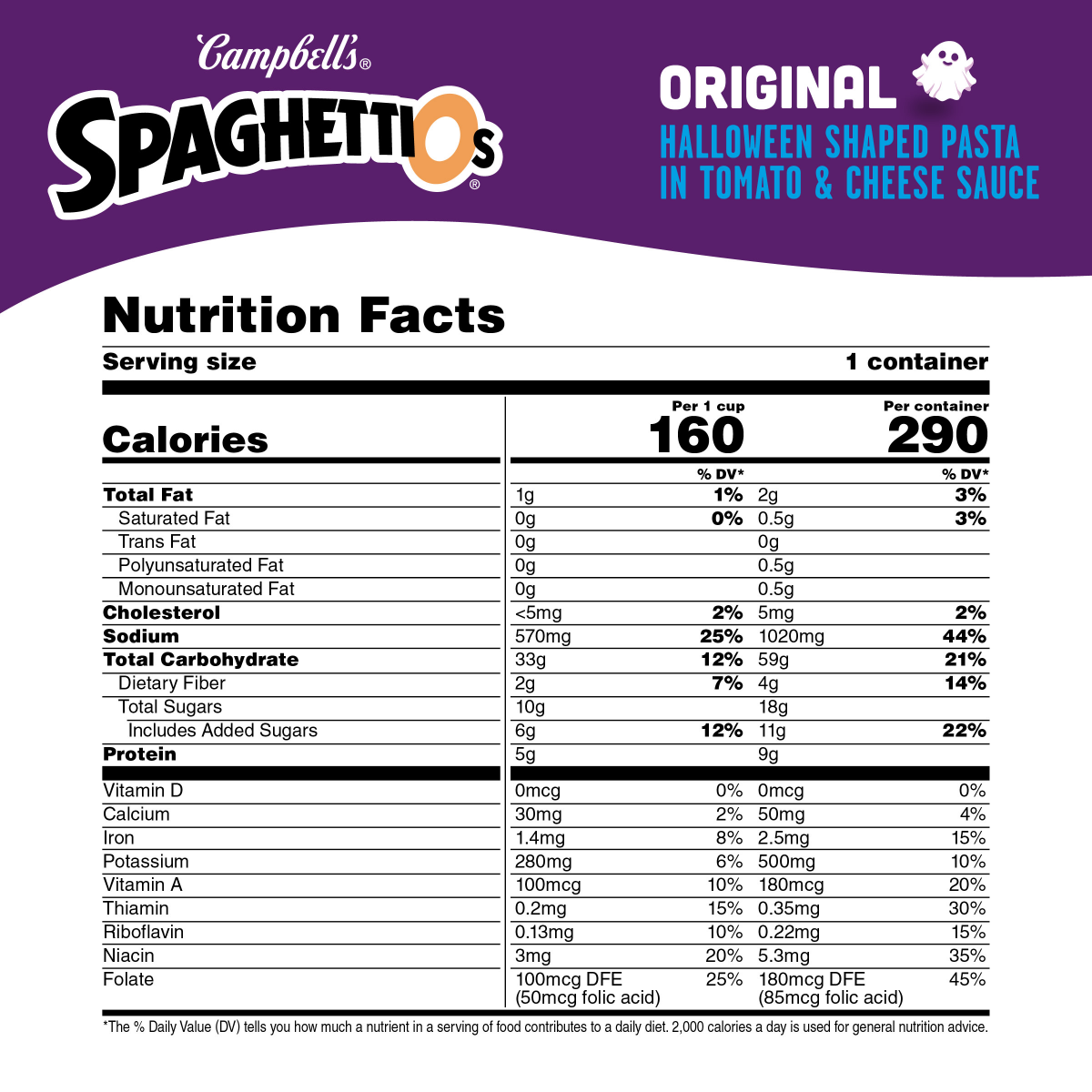 slide 4 of 7, Campbell's SpaghettiOs Original Canned Pasta with Fun Halloween Shapes\, 15.8 oz Can, 15.8 oz