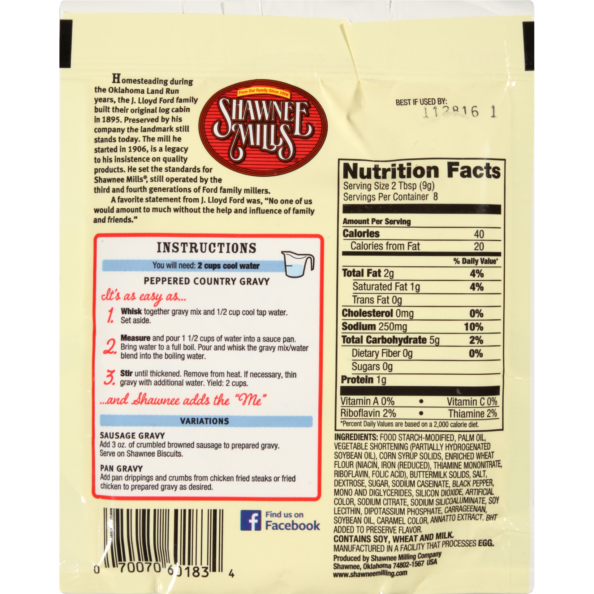 slide 2 of 6, Shawnee Mills Peppered Country Gravy Mix, 2.75 oz