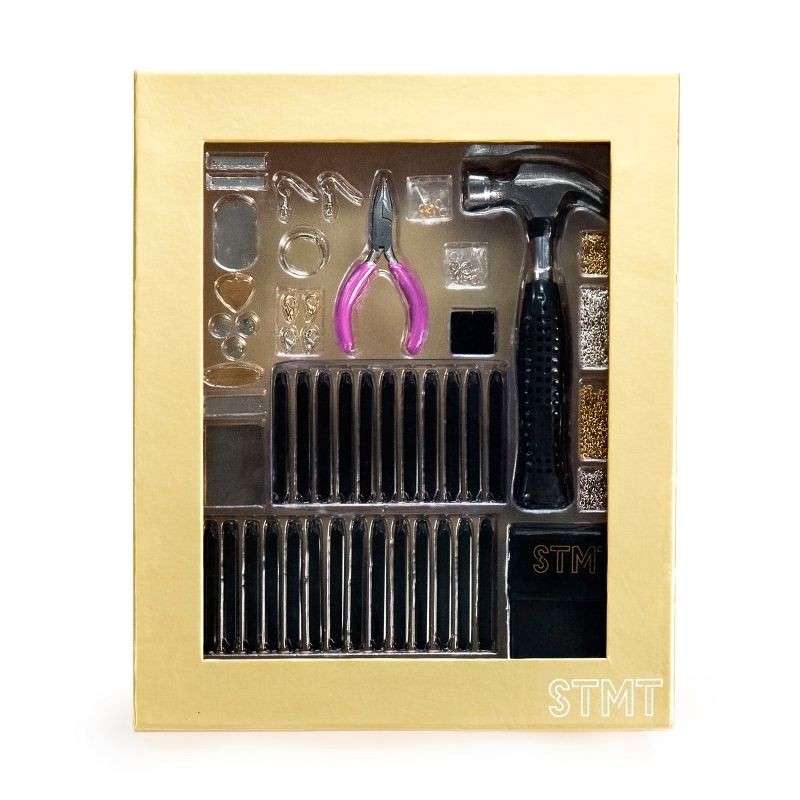 slide 3 of 5, DIY Hand Stamped Metal Jewelry Kit - STMT: Aluminum & Steel Stamping Kit, Jewelry Craft Activity, 71 Pieces, 71 ct
