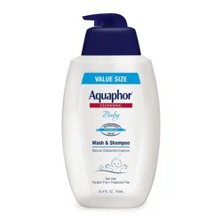 Aquaphor Unscented Baby Wash & Shampoo - 25.4oz: Liquid Cleanser with Pump Bottle for Sensitive & Normal Skin