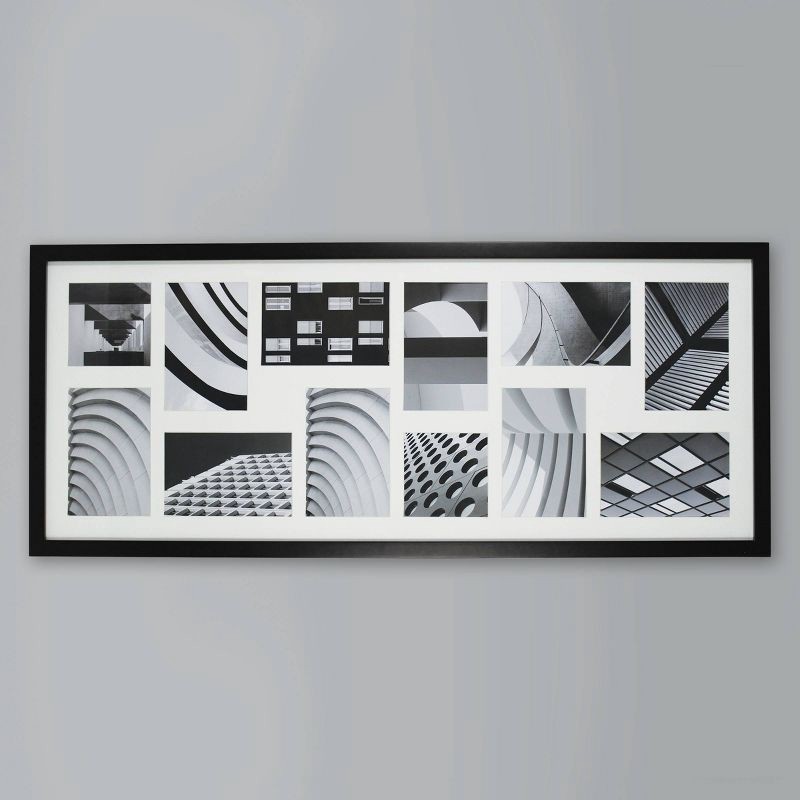 slide 2 of 6, 33"x14" Thin Collage Holds 12 Photo Frame Black - Threshold™: Modern Style, MDF Material, Wall Mountable, 1 ct