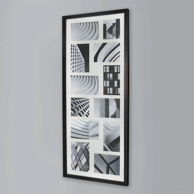 slide 3 of 6, 33"x14" Thin Collage Holds 12 Photo Frame Black - Threshold™: Modern Style, MDF Material, Wall Mountable, 1 ct