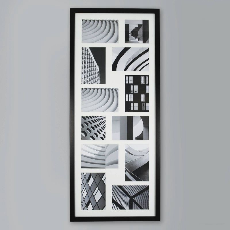 slide 1 of 6, 33"x14" Thin Collage Holds 12 Photo Frame Black - Threshold™: Modern Style, MDF Material, Wall Mountable, 1 ct