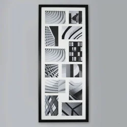 33"x14" Thin Collage Holds 12 Photo Frame Black - Threshold™: Modern Style, MDF Material, Wall Mountable
