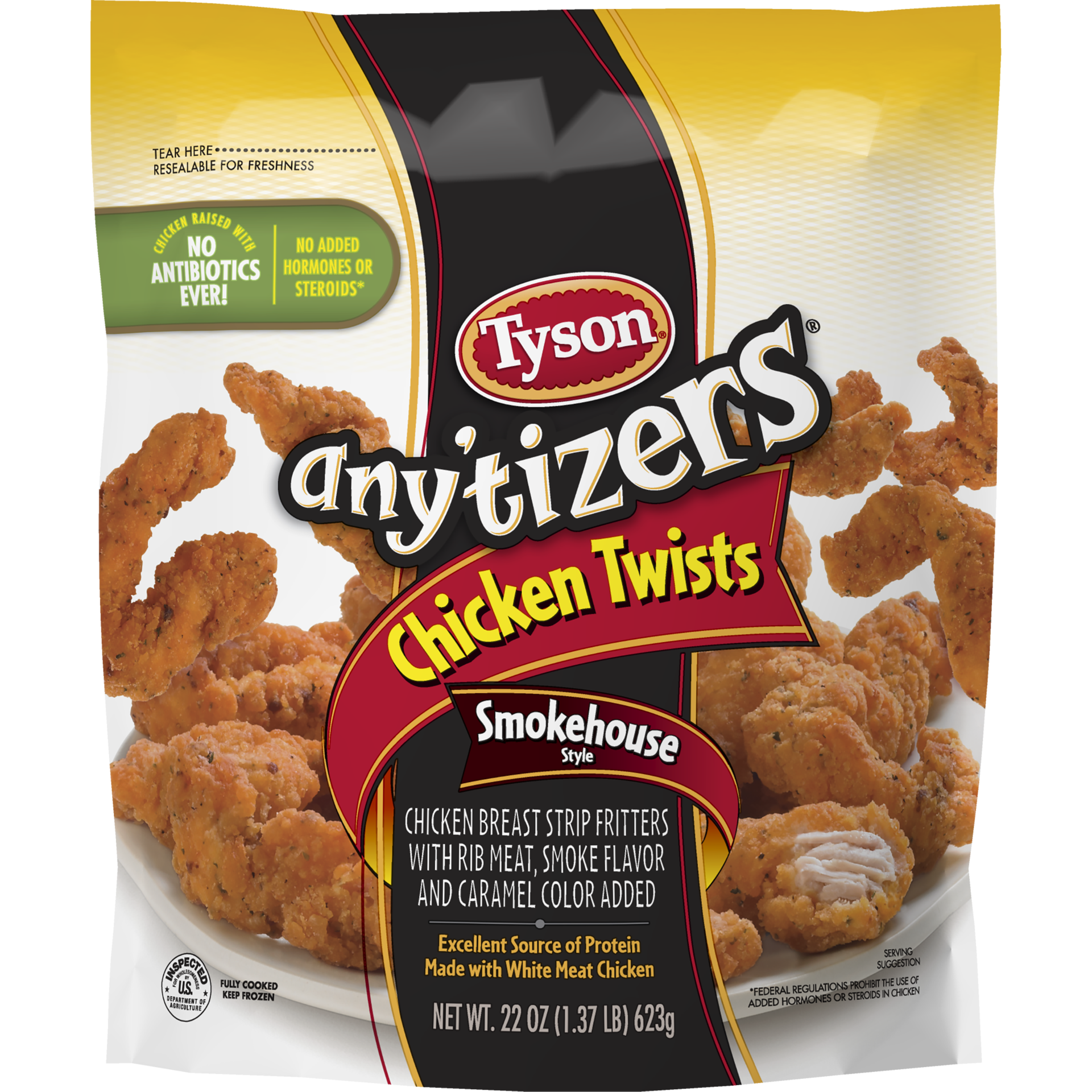 slide 1 of 3, TYSON ANYTIZERS Fully Cooked Smokehouse Style Chicken Twists, 623.69 g