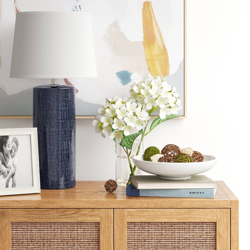 slide 1 of 3, 2"x6.5" Linen Textured Ceramic Large Lamp Base Dark Blue - Threshold™, 1 ct