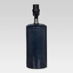 Linen Textured Ceramic Small Lamp Base Dark Blue Includes Energy Efficient Light Bulb - Threshold™: Accent Lighting, No Shade Included