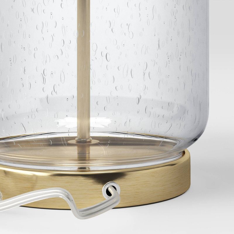 slide 3 of 3, 19.75"x7" Bubble Glass with Brass Detail Large Lamp Base Clear - Threshold™, 1 ct