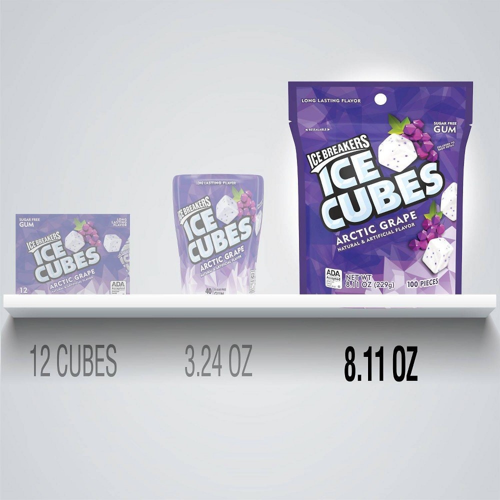 slide 6 of 6, Ice Breakers Ice Cubes Arctic Grape Sugar-Free Gum, 8.11 oz