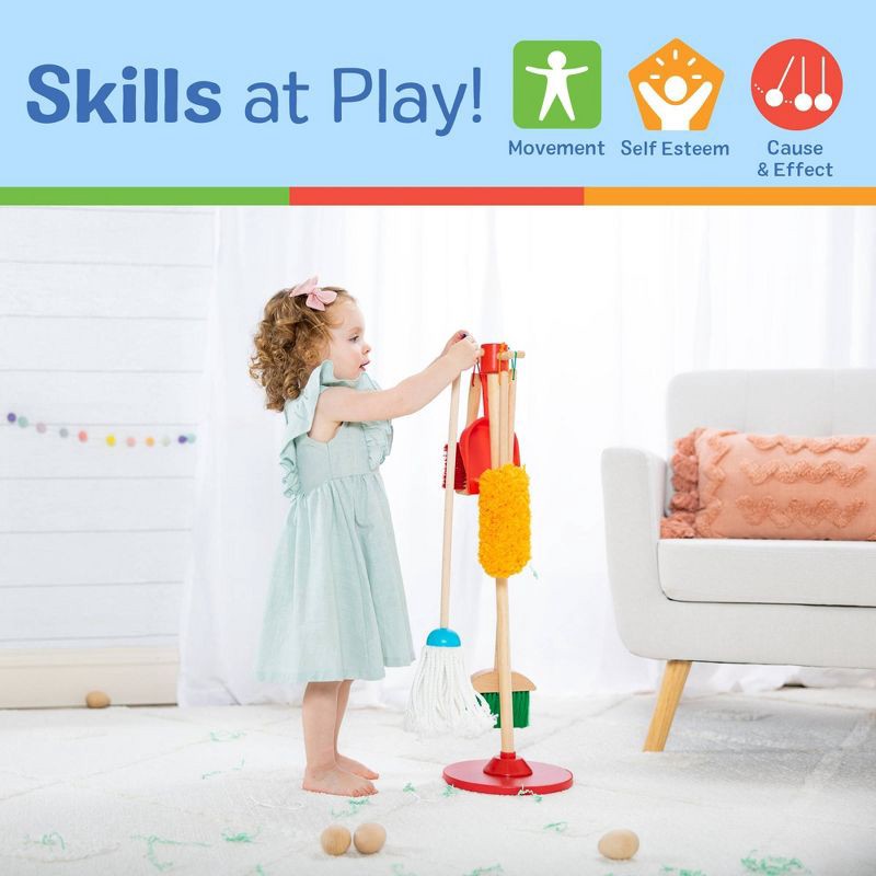 slide 5 of 9, Melissa & Doug Dust! Sweep! Mop! 6pc Wooden Pretend Play Preschool Cleaning Set, 6 ct