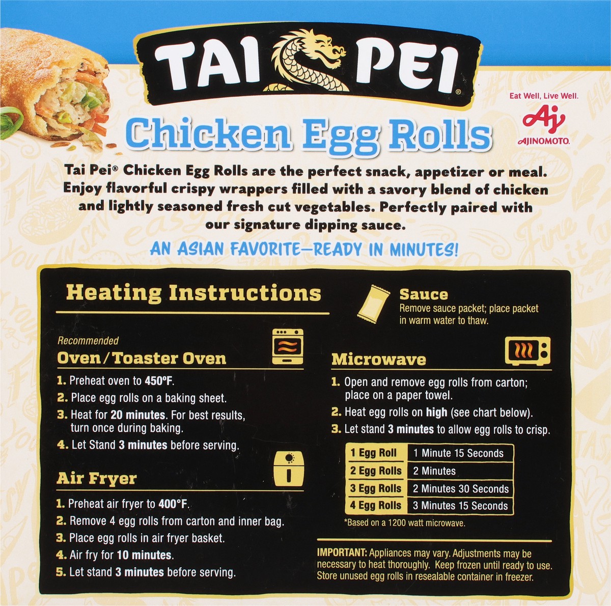 slide 5 of 9, Tai Pei Chicken Egg Rolls, 24 oz