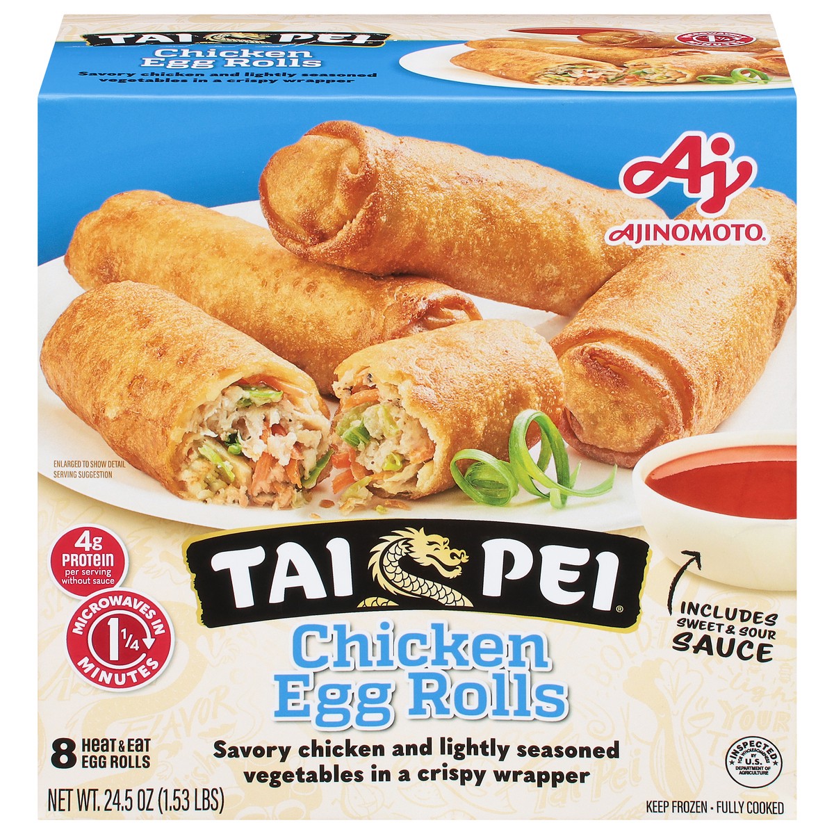 slide 1 of 9, Tai Pei Chicken Egg Rolls, 24 oz