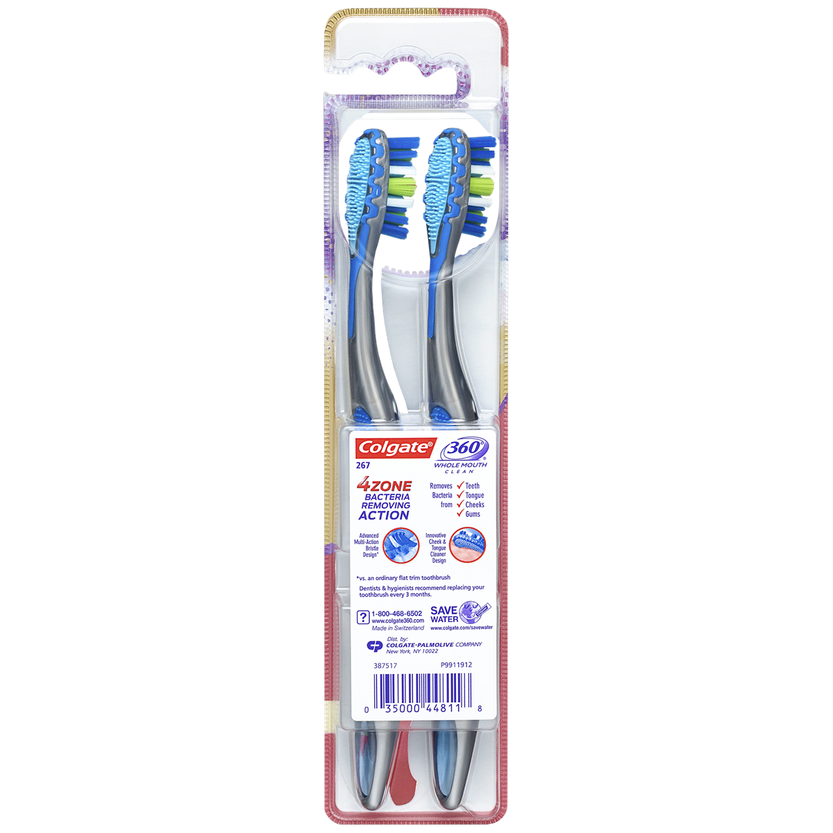 slide 4 of 5, Colgate 360 Advanced 4 Zone Soft Toothbrush, 2 ct