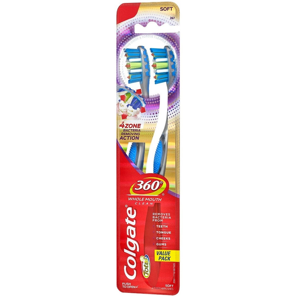 slide 5 of 5, Colgate 360 Advanced 4 Zone Soft Toothbrush, 2 ct