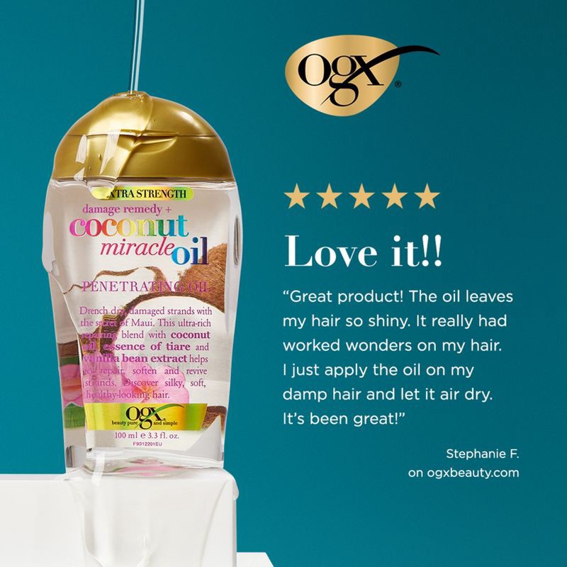 slide 2 of 8, OGX Extra Strength Damage Remedy + Coconut Miracle Oil Penetrating Oil - 3.3 fl oz, 3.3 fl oz