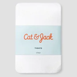 Baby Girls' Solid Tights - Cat & Jack™ White 12-24M: Cotton Blend, High Waisted, Knit, Machine Washable, Infant Hosiery