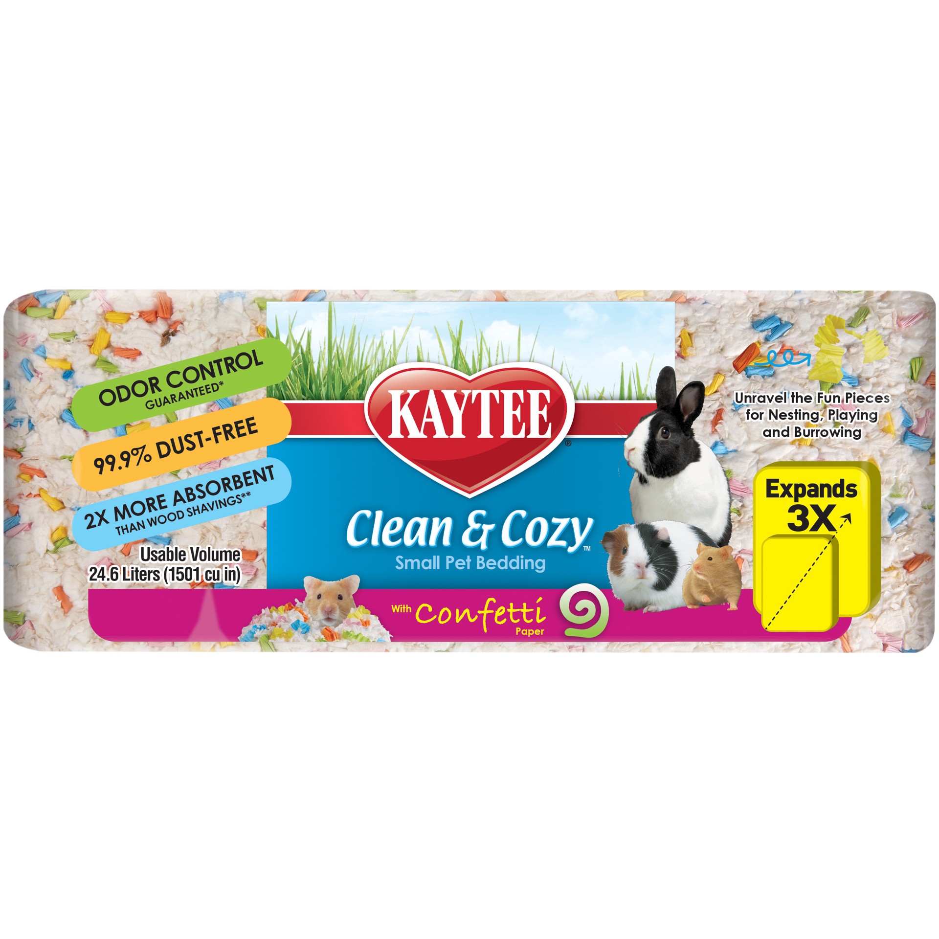 slide 7 of 10, Kaytee Clean & Cozy Confetti Bedding White Paper Bedding with Colored Confetti Paper 24.6 liters, 1 ct